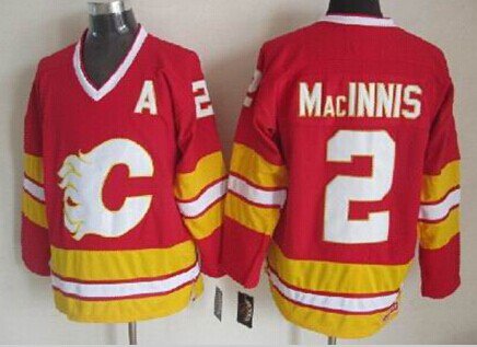 Men's Calgary Flames #2 Al MacInnis Red Third Throwback CCM Jersey